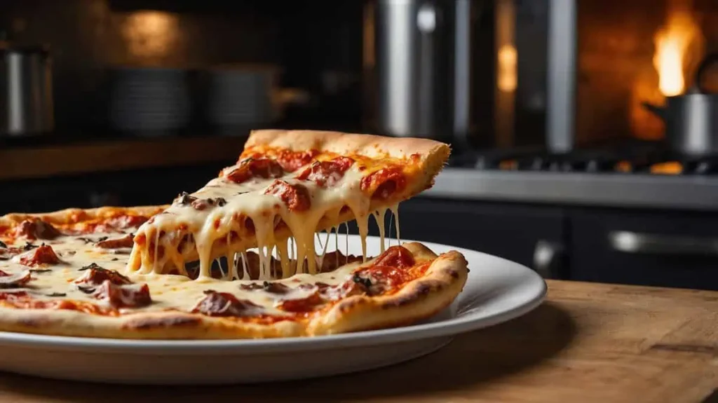 Viral mug pizza with melted cheese bubbling over a white mug