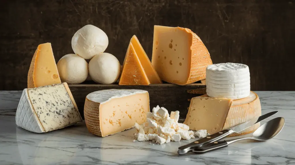 A mix of mozzarella, ricotta, Parmesan and gorgonzola